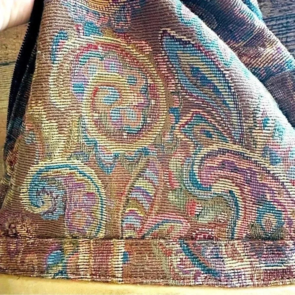 Vintage 90s L.L. Bean Ameribag Paisley Tapestry Sling Shoulder Bag Backpack - Picture 12 of 15